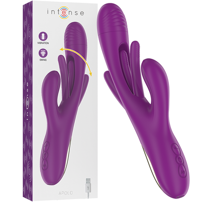 INTENSE - APOLO oplaadbare multifunctionele vibrator met 7 vibratiestanden en zwaaibeweging paars