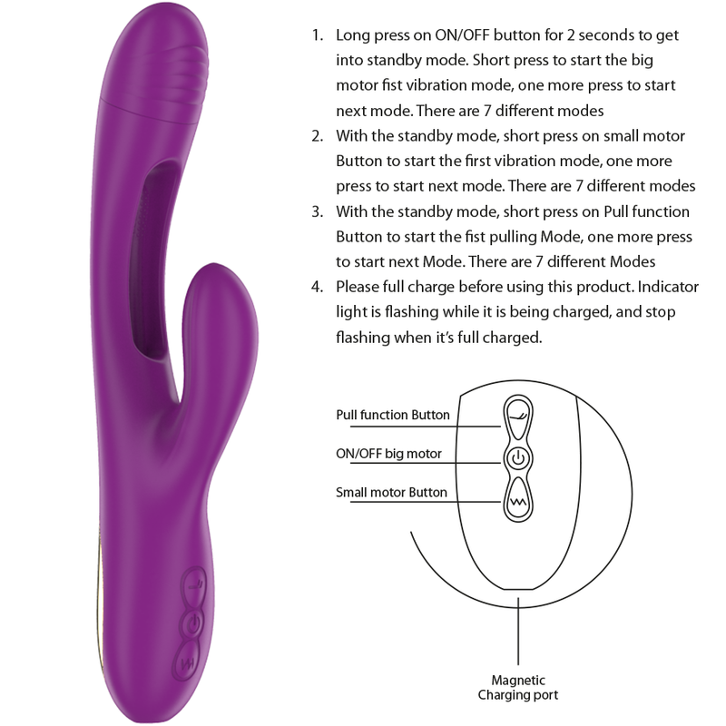 INTENSE - APOLO oplaadbare multifunctionele vibrator met 7 vibratiestanden en zwaaibeweging paars