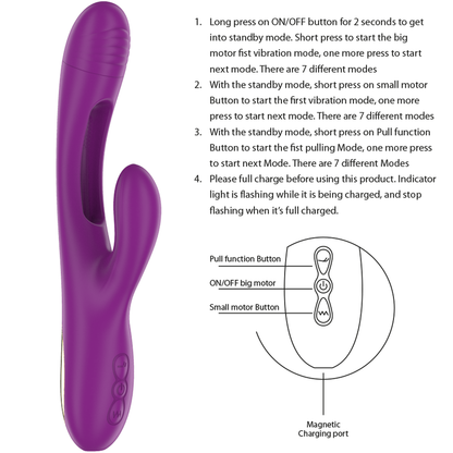 INTENSE - APOLO oplaadbare multifunctionele vibrator met 7 vibratiestanden en zwaaibeweging paars