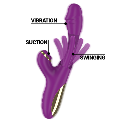 INTENSE - ATENEO oplaadbare multifunctionele vibrator met 7 vibratiestanden, oscillerende tong en paarse zuigfunctie