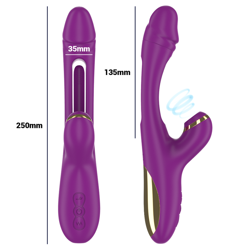INTENSE - ATENEO oplaadbare multifunctionele vibrator met 7 vibratiestanden, oscillerende tong en paarse zuigfunctie