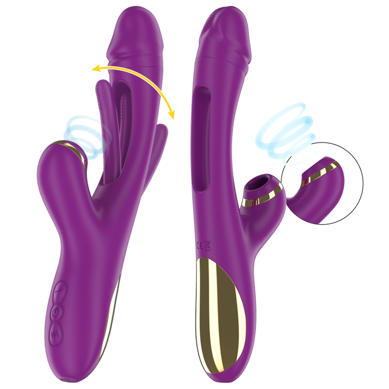 INTENSE - ATENEO oplaadbare multifunctionele vibrator met 7 vibratiestanden, oscillerende tong en paarse zuigfunctie