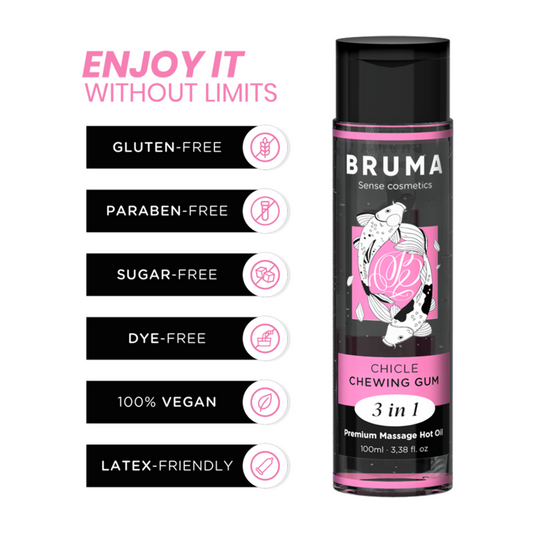 BRUMA - PREMIUM massageolie met warmte-effect kauwgom 3-in-1 - 100 ML