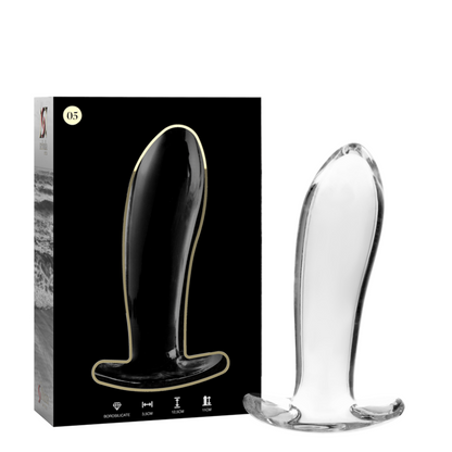 NEBULA SERIES BY IBIZA - MODEL 5 anale plug van borosilicaatglas, transparant, 12.5 CM -O- 3.5 CM