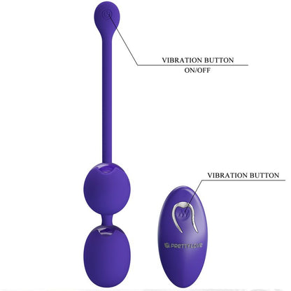 PRETTY LOVE - WILLIE YOUTH-vibrator met afstandsbediening, balletjes en violette vibratie