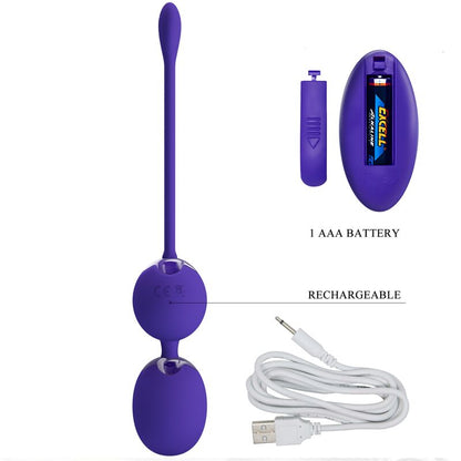 PRETTY LOVE - WILLIE YOUTH-vibrator met afstandsbediening, balletjes en violette vibratie