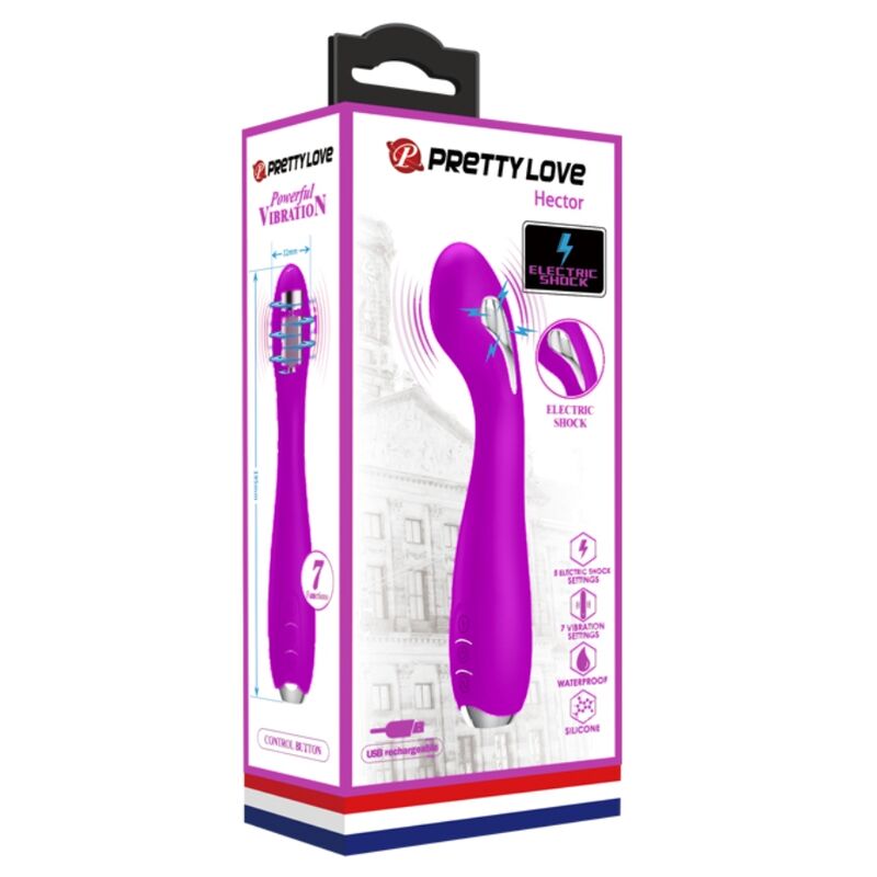 PRETTY LOVE - HECTOR paarse oplaadbare elektroschokvibrator, waterdicht