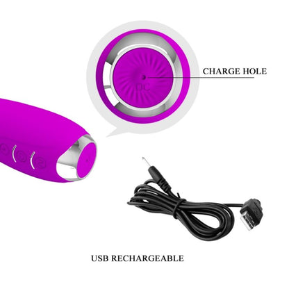 PRETTY LOVE - HECTOR paarse oplaadbare elektroschokvibrator, waterdicht