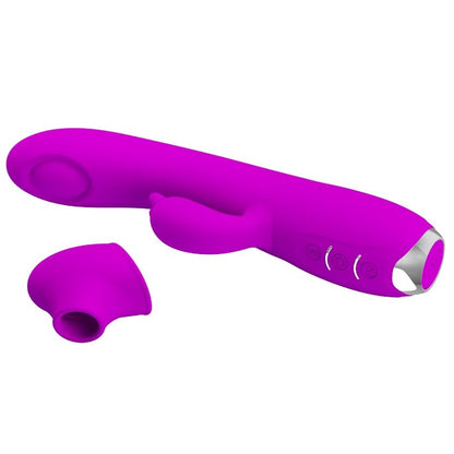 PRETTY LOVE - REGINA paarse oplaadbare vibrator met zuigfunctie en gel