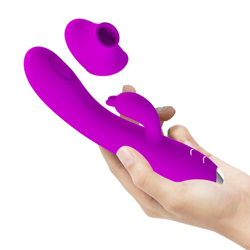 PRETTY LOVE - REGINA paarse oplaadbare vibrator met zuigfunctie en gel