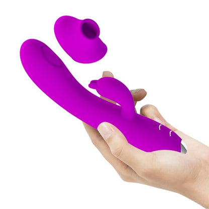 PRETTY LOVE - REGINA paarse oplaadbare vibrator met zuigfunctie en gel