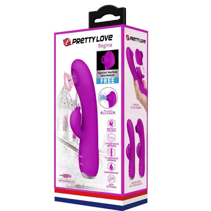 PRETTY LOVE - REGINA paarse oplaadbare vibrator met zuigfunctie en gel