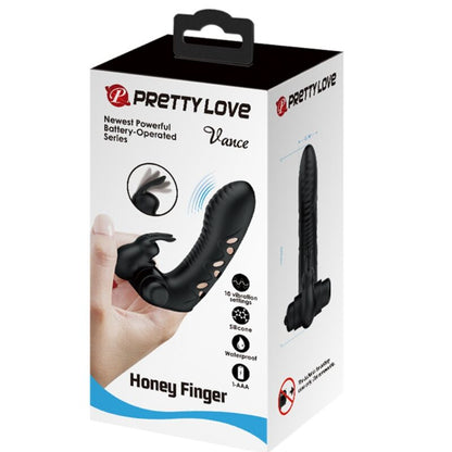 PRETTY LOVE - VANCE zwarte konijnenvibrator-vingerhoes