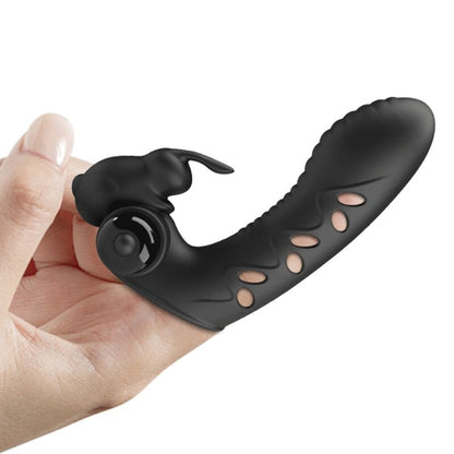 PRETTY LOVE - VANCE zwarte konijnenvibrator-vingerhoes