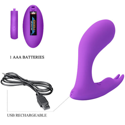 PRETTY LOVE - IDABELLE trillings- en pulserende afstandsbediening violet