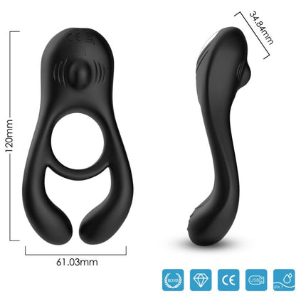 ARMONY - VEYRON DUBBELE VIBRATORRING SPEELGOED VOOR KOPPELS ZWART