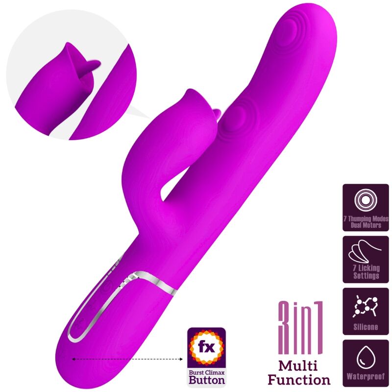 PRETTY LOVE - konijnenvibrator met likfunctie fuchsia
