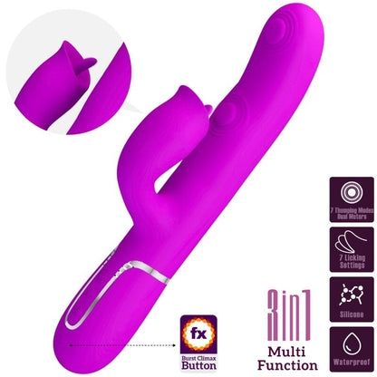 PRETTY LOVE - konijnenvibrator met likfunctie fuchsia