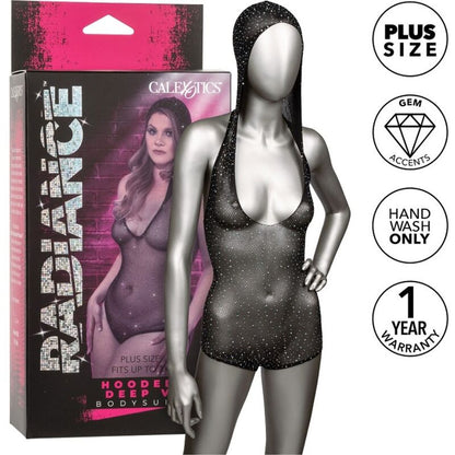 CALEXOTICS - RADIANCE bodysuit met capuchon en diepe V-hals grote maat