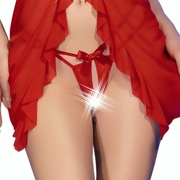 CHILIROSE - CR 4696 babydoll & string zonder kruis rood S/M