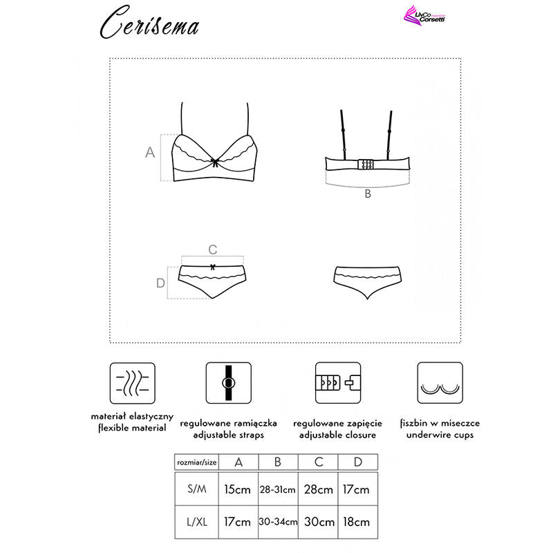 LIVCO CORSETTI FASHION - CERISEMA LC 21005 BH + SLIP KORAAL S/M