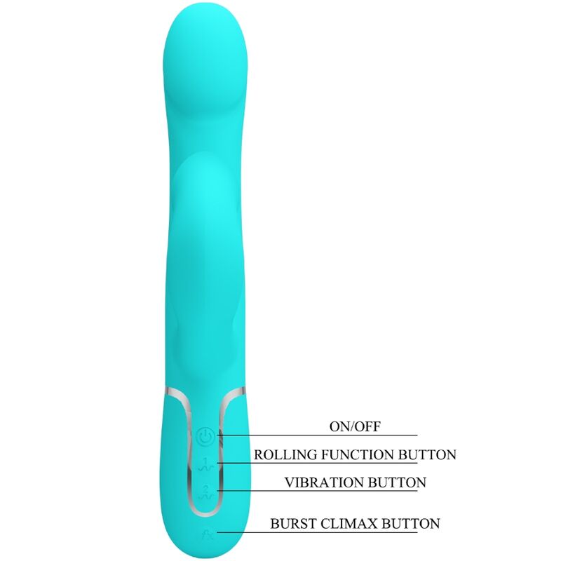 PRETTY LOVE - KONIJNENVIBRATOR MET PARELS AQUAGROEN