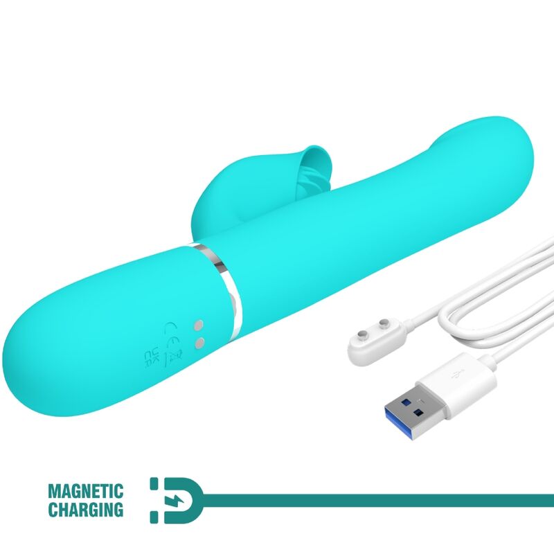 PRETTY LOVE - KONIJNENVIBRATOR MET PARELS AQUAGROEN