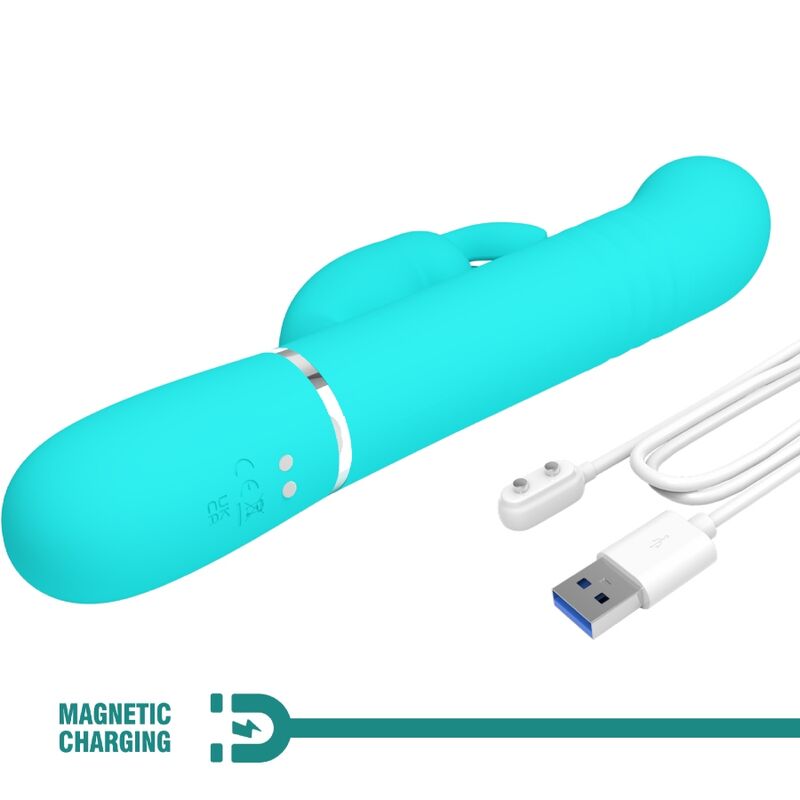PRETTY LOVE - COALE KONIJNENVIBRATOR MET PARELS AQUAGROEN