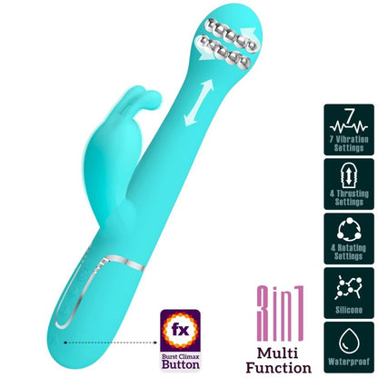 PRETTY LOVE - DEJON KONIJNENVIBRATOR 3-IN-1 MULTIFUNCTIONEEL AQUAGROEN