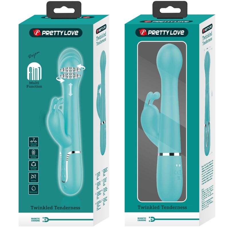 PRETTY LOVE - DEJON KONIJNENVIBRATOR 3-IN-1 MULTIFUNCTIONEEL AQUAGROEN