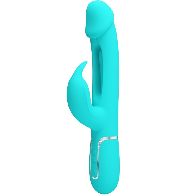 PRETTY LOVE - KAMPAS KONIJNENVIBRATOR 3-IN-1 MULTIFUNCTIONEEL MET TONG AQUAGROEN