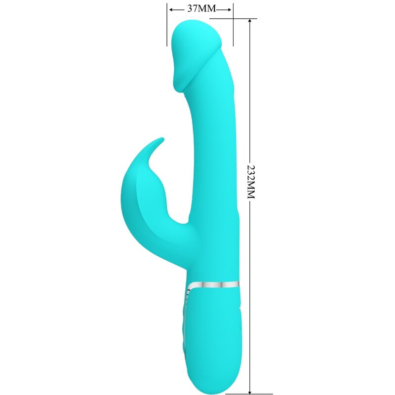 PRETTY LOVE - KAMPAS KONIJNENVIBRATOR 3-IN-1 MULTIFUNCTIONEEL MET TONG AQUAGROEN