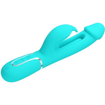 PRETTY LOVE - KAMPAS KONIJNENVIBRATOR 3-IN-1 MULTIFUNCTIONEEL MET TONG AQUAGROEN