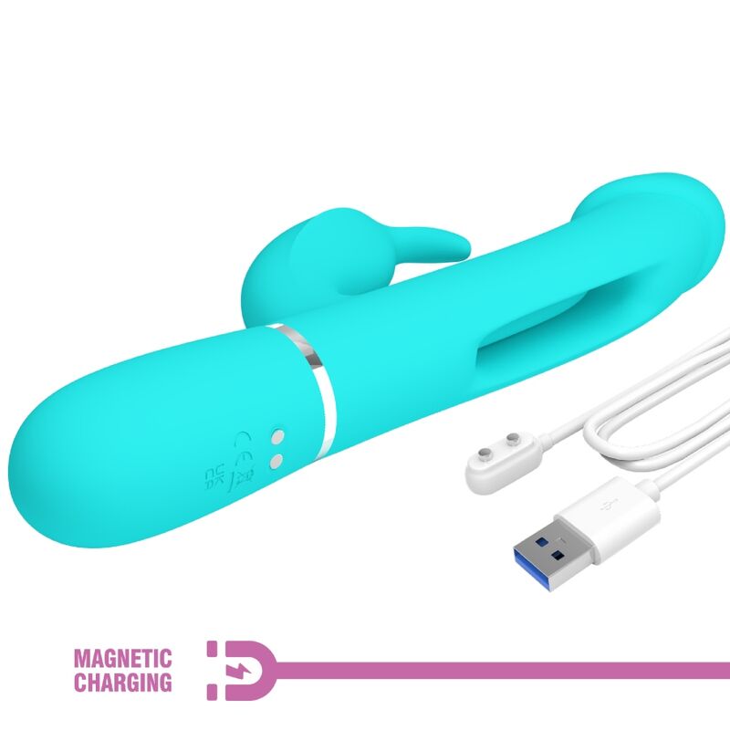 PRETTY LOVE - KAMPAS KONIJNENVIBRATOR 3-IN-1 MULTIFUNCTIONEEL MET TONG AQUAGROEN
