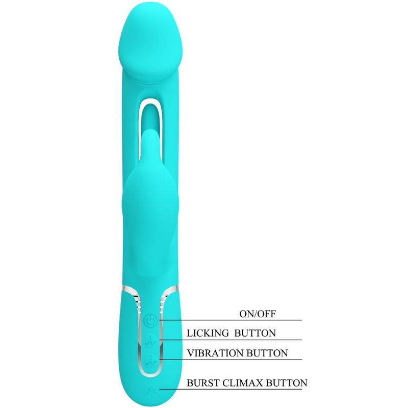 PRETTY LOVE - KAMPAS KONIJNENVIBRATOR 3-IN-1 MULTIFUNCTIONEEL MET TONG AQUAGROEN