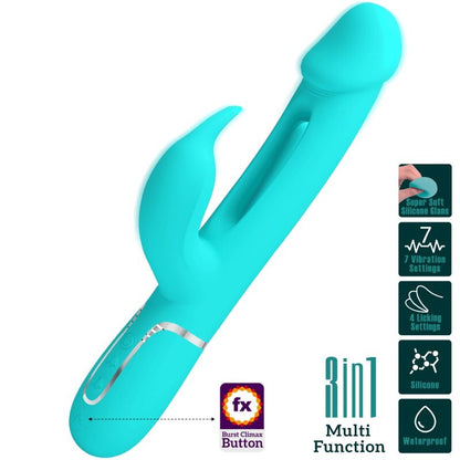 PRETTY LOVE - KAMPAS KONIJNENVIBRATOR 3-IN-1 MULTIFUNCTIONEEL MET TONG AQUAGROEN