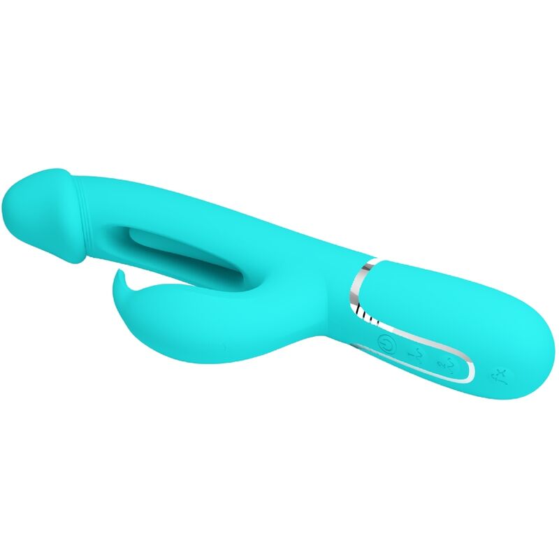 PRETTY LOVE - KAMPAS KONIJNENVIBRATOR 3-IN-1 MULTIFUNCTIONEEL MET TONG AQUAGROEN