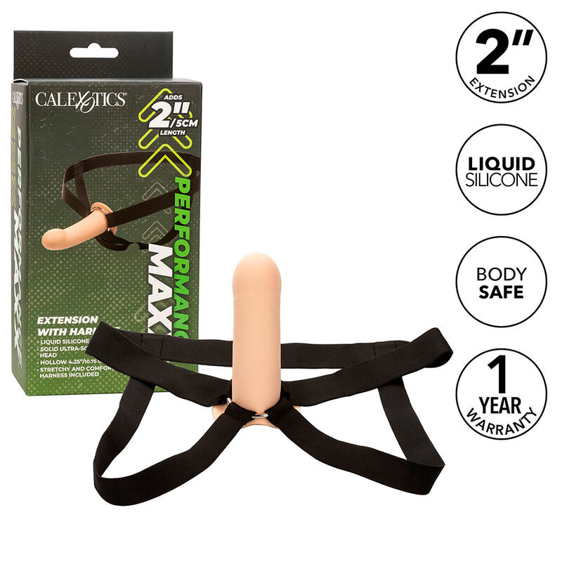 CALEXOTICS - PERFORMANCE MAXX VERLENGING MET HARNAS LICHTE HUIDSKLEUR