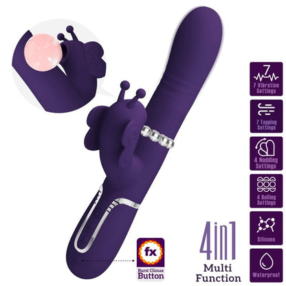 PRETTY LOVE - MULTIFUNCTIONELE KONIJNENVIBRATOR 4-IN-1 VLINDER PAARS