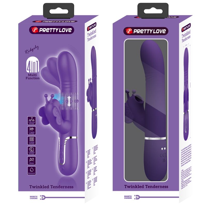 PRETTY LOVE - MULTIFUNCTIONELE KONIJNENVIBRATOR 4-IN-1 VLINDER PAARS