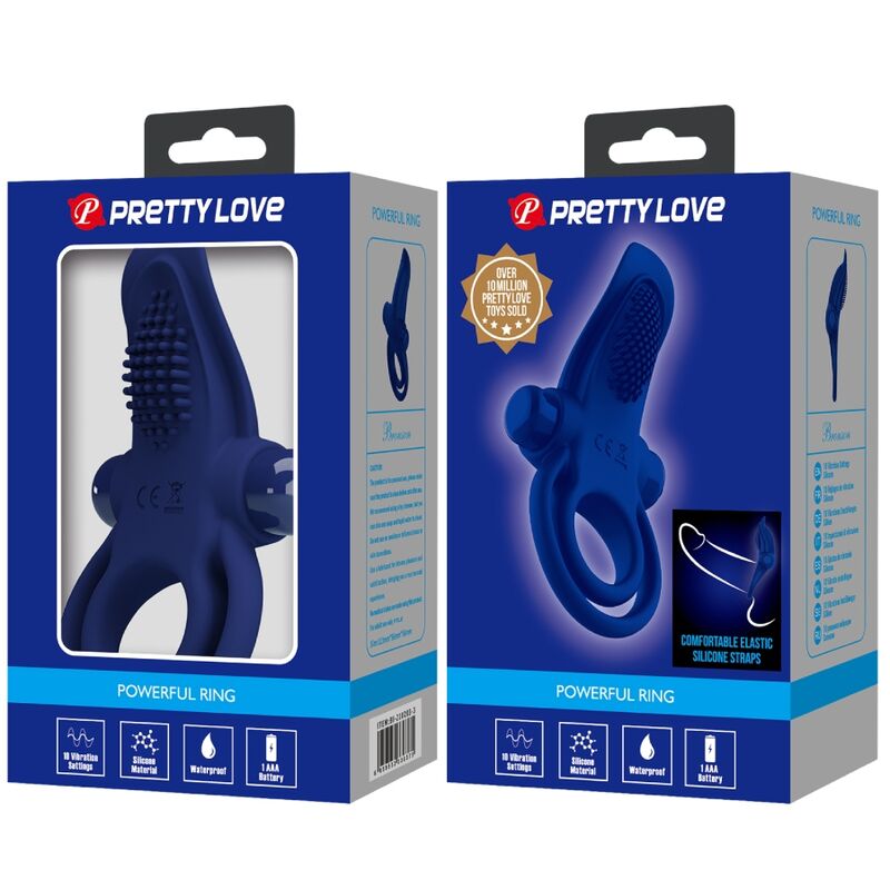 PRETTY LOVE - BRONSON DUBBELE RING MET TRILLING BLAUW