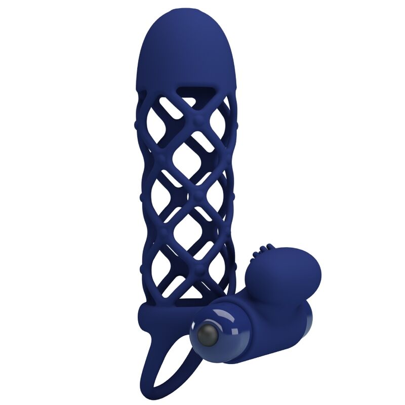 PRETTY LOVE - GIANN VIBRATORRING MET SILICONENHOES BLAUW