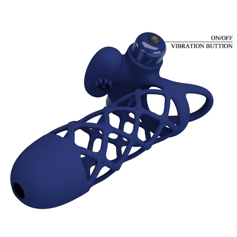 PRETTY LOVE - GIANN VIBRATORRING MET SILICONENHOES BLAUW
