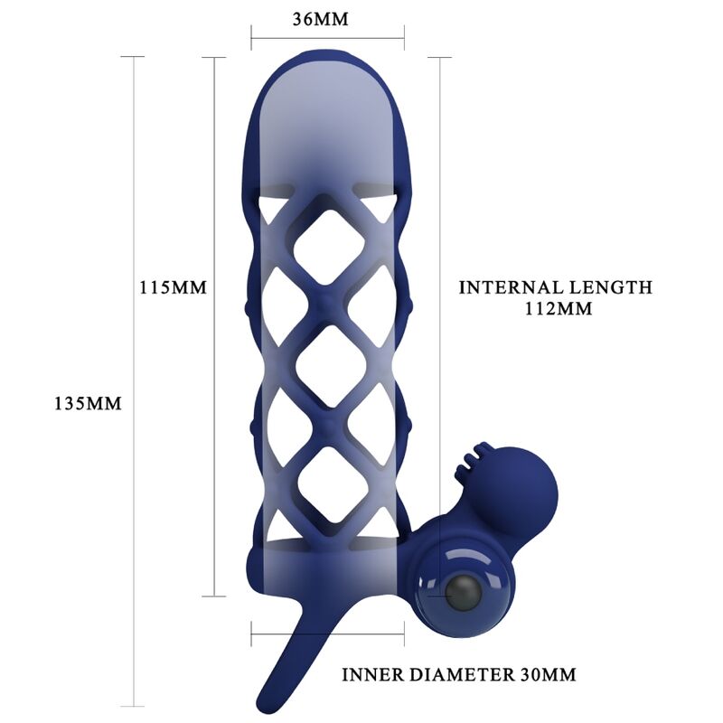 PRETTY LOVE - GIANN VIBRATORRING MET SILICONENHOES BLAUW