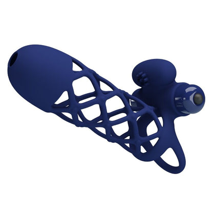 PRETTY LOVE - GIANN VIBRATORRING MET SILICONENHOES BLAUW