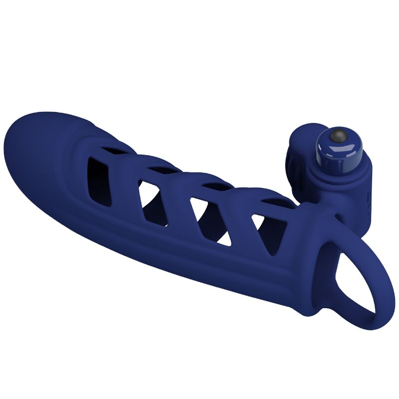 PRETTY LOVE - ALTAF VIBRATORRING MET SILICONENHOES BLAUW