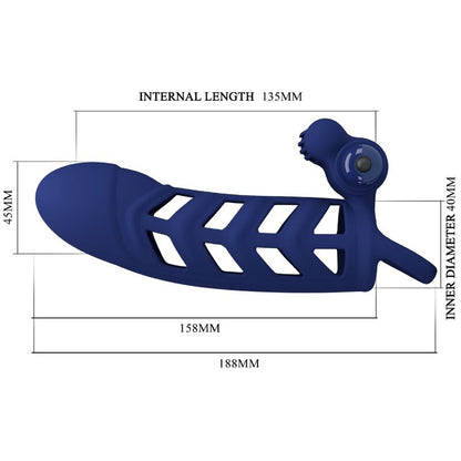 PRETTY LOVE - ALTAF VIBRATORRING MET SILICONENHOES BLAUW