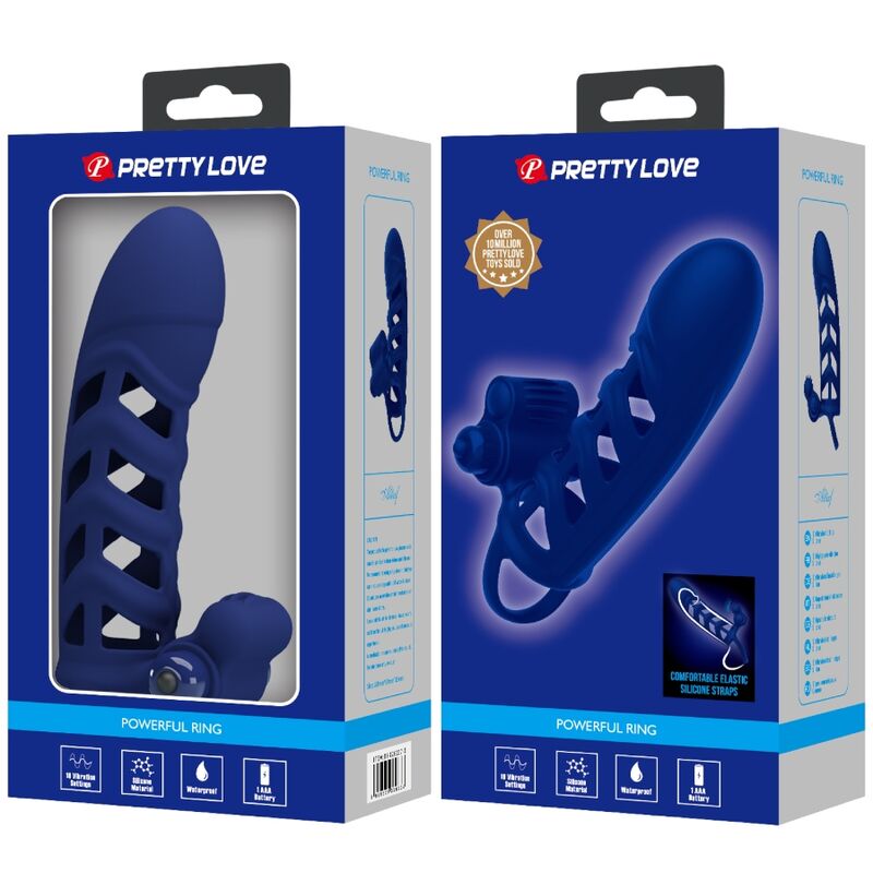 PRETTY LOVE - ALTAF VIBRATORRING MET SILICONENHOES BLAUW