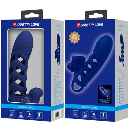 PRETTY LOVE - ALTAF VIBRATORRING MET SILICONENHOES BLAUW
