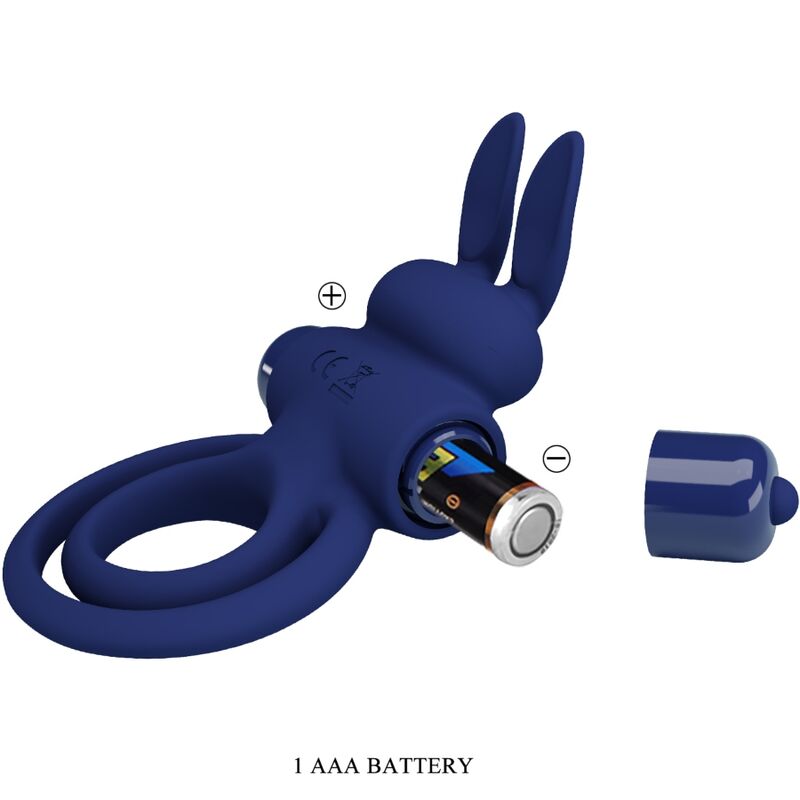 PRETTY LOVE - DAREY DUBBEL TRILLENDE RING KONIJN BLAUW